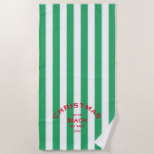 Kerst op het strand aangepaste groene Cabana Strip Strandlaken (Voorkant)