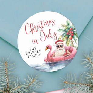 Kerst op het strand in juli ronde sticker