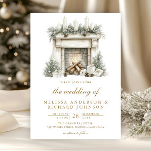 Kerst open haard boog alles in een QR-code bruilof Kaart