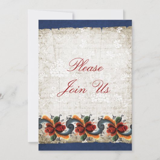 Kerst Open Huis Rosemaling Kaart (Voorkant)