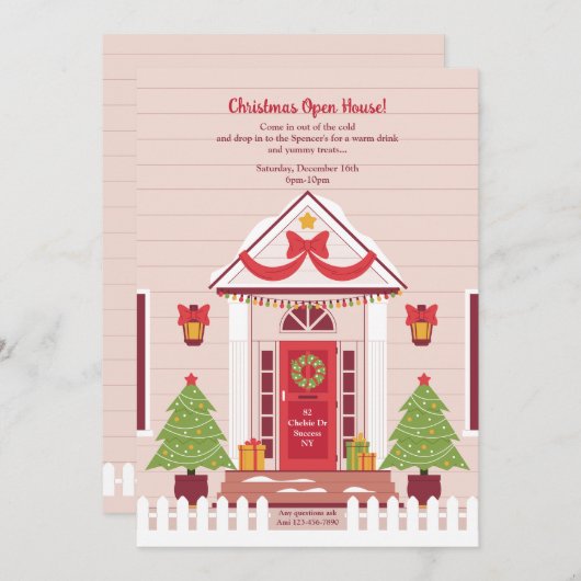 Kerst Open Huis Uitnodigingen (Voorkant / Achterkant)