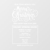 Kerst Openingstijden Bord, Prettig Kerstfeest Raamsticker (Vel)