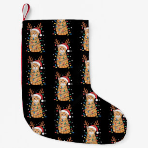 Kerst Oranje Tabby Poes Rendier Geweien Verlichtin Kleine Kerstsok