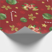 Kerst Ornamant & Candy Cane Patroon Cadeaupapier (Hoek)