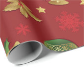 Kerst Ornamant & Candy Cane Patroon Cadeaupapier (Rol Hoek)