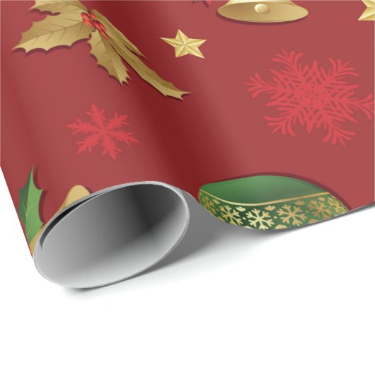 Kerst Ornamant & Candy Cane Patroon Cadeaupapier (Rol Hoek)