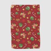 Kerst Ornamant & Candy Cane Patroon Golfhanddoek (Voorkant)