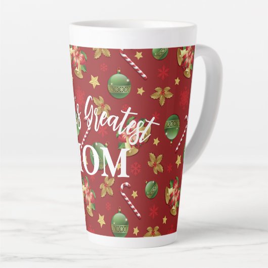 Kerst Ornamant & Candy Cane Patroon Latte Mok (Rechterhoek)