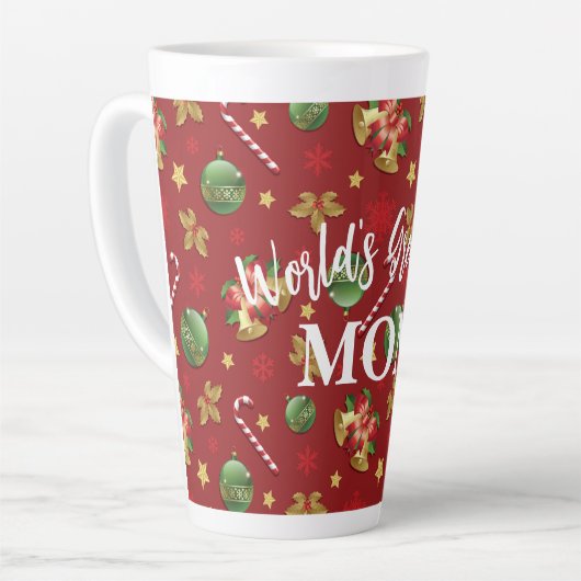 Kerst Ornamant & Candy Cane Patroon Latte Mok (Linkerhoek)