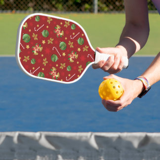 Kerst Ornamant & Candy Cane Patroon Pickleball Paddle