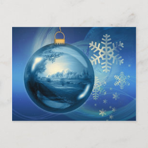 Kerst Ornament Bal Avond Advent Blauw Feestdagenkaart