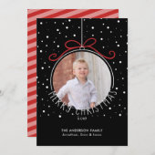 Kerst Ornament Bow Foto Kerst Feestdagenkaart (Voorkant / Achterkant)