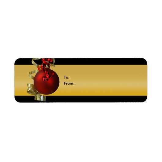 Kerst ornament cadeau labels linten rood goud (Voorkant)