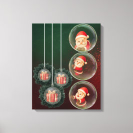 Kerst Ornament Canvas Muurkunst – Santa Design Afdruk