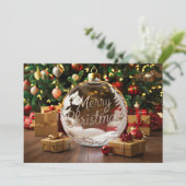 Kerst Ornament Crystal Ball 3 Feestdagenkaart (Staand voorkant)