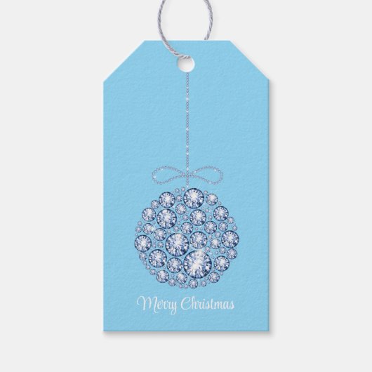 Kerst Ornament Crystal Blue Gift Labels Cadeaulabel (Voorkant)