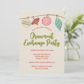 Kerst Ornament Exchange Party Holiday Fun Kaart (Staand voorkant)