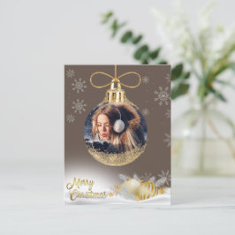 Kerst Ornament Foto Sneeuwvlokken Modern Feestdagenkaart
