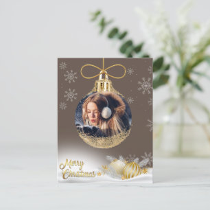 Kerst Ornament Foto Sneeuwvlokken Modern Feestdagenkaart