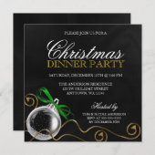 Kerst-ornament Green Bow Dinner Party Kaart (Voorkant / Achterkant)