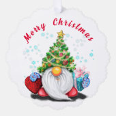 Kerst Ornament Kaart Gnoom met Cadeaus (Voorkant)