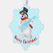 Kerst Ornament Kaart Snowmans met gitaar (Links)
