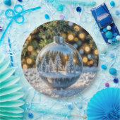 Kerst ornament met een winter bos scène papieren bordje (Feest)