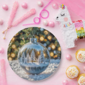 Kerst ornament met een winter bos scène papieren bordje (Feest)