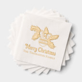 Kerst Ornament op Branch Greeting Naam Folie Servetten (Insitu (Gestapeld))