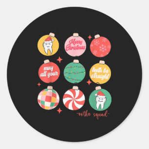 Kerst Ornament Orthodontische Ortho Squad Tanden B Ronde Sticker