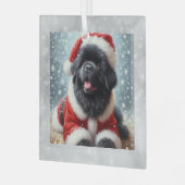 Kerst Ornament Santa Newf Puppy (Voorkant links)
