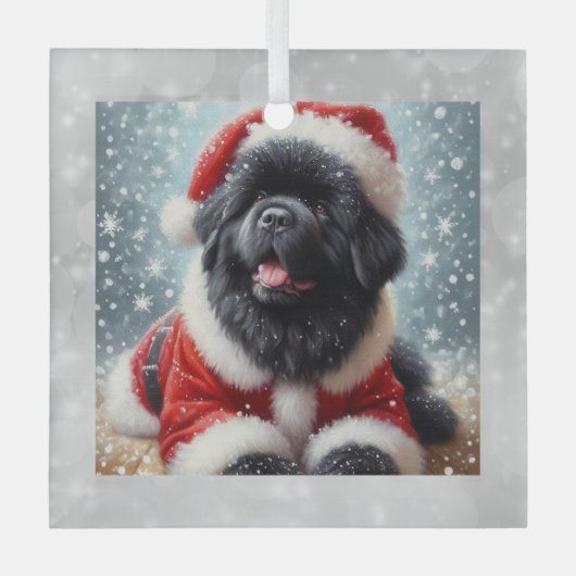Kerst Ornament Santa Newf Puppy (Voorkant)