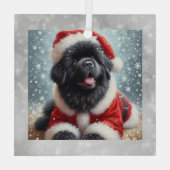 Kerst Ornament Santa Newf Puppy (Achterkant)