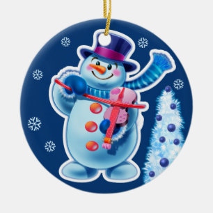 Kerst ornament sneeuwpop muziek band.