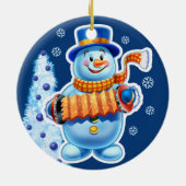 Kerst ornament sneeuwpop muziek band. (Achterkant)