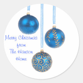 Kerst ornament sticker blauw