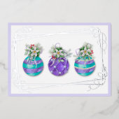 Kerst Ornament Trio | Lavendel Folie Kaart (Voorkant)