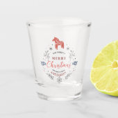 Kerst Ornament Typografie & Vrede vogels Shot Glas (Voorkant)