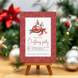 Kerst ornament voor takken en rode boog partij kaart
