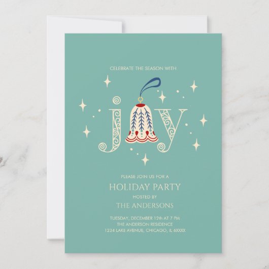 Kerst Ornament Vreugde Vakantie Party Kaart (Voorkant)