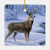 Kerst ornament-winter herten scène keramisch ornament (Achterkant)