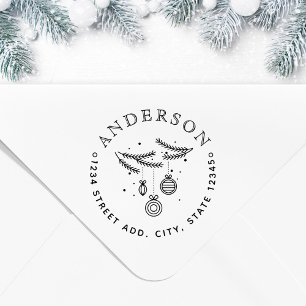 Kerst Ornamente Familie Naam Circulaire Adres Rubberstempel