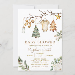 Kerst Ornamenten Boom Winter Floral Baby shower Kaart