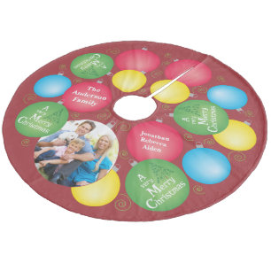 Kerst ornamenten familie foto fleece kerstboom rok