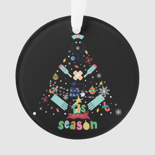 Kerst, ornamenten Gezondheidszorg thema 25 Zwart B (voorkant)