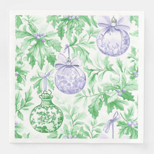 Kerst ornamenten groen paarse toilet servet