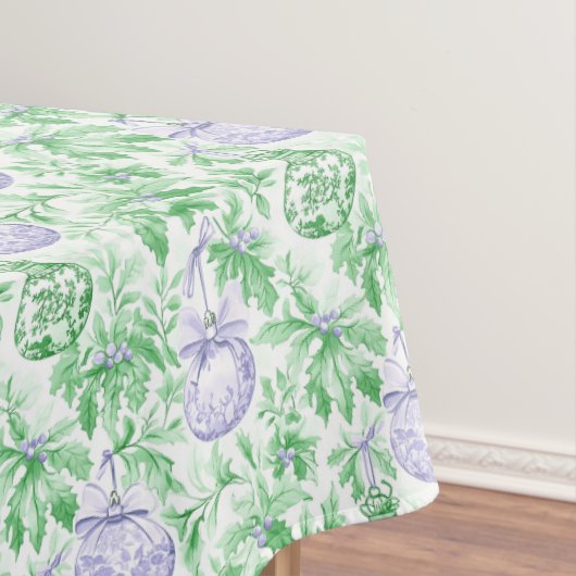 Kerst ornamenten groen paarse toiletpapier tafelkleed (Voorbeeld)