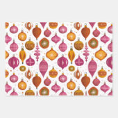 Kerst Ornamenten Retro Inpakpapier Vel (Voorkant)