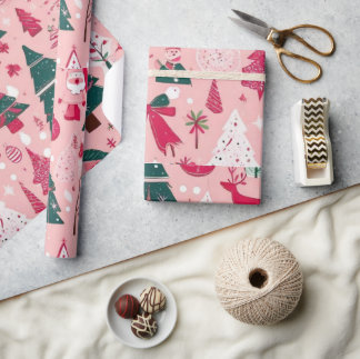 Kerst ornamenten roze decor Wrapping Papier