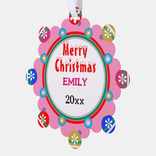 Kerst Ornamenten Roze Rood MEISJE NAAM (Links)